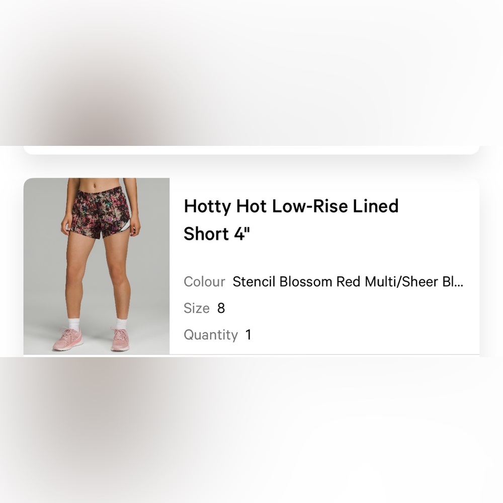 Lulu lemon size 8 Hotty hot low rise 4” short lined. Never worn without tags.
